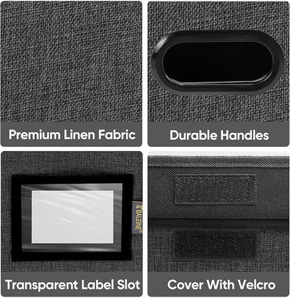 BALEINE File Organizer Box with Lid, Collapsible File Folder Organizer with Plastic Slide, Hanging File Folder Box for Office Document Storage (1 Pack, Black)