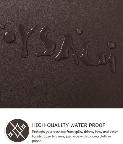 YSAGi Non-Slip Leather Desk Pad L Size, Waterproof Laptop Computer Desk Keyboard Mat, Table Protector Blotter Mat, Large Mouse Pad for Office/Work/Home/Decor(Dark Brown, 35.4" x 17")