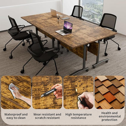 Conference Table, Folding Conference Room Table Meeting Tables, Flip Top Training Table Foldable Conference Tables with Wheels for Office, Conference Room, School (6 Pack B, 63 x 23.6 x 29.5 inch)
