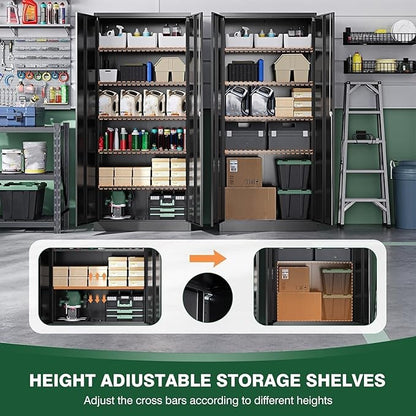 Letaya Metal Garage Storage Cabinets with Lock Door and Adjustable Shelves, Steel Tool Cabinets for Home,Office,Warehouse Organisieren (Black, 72" H)