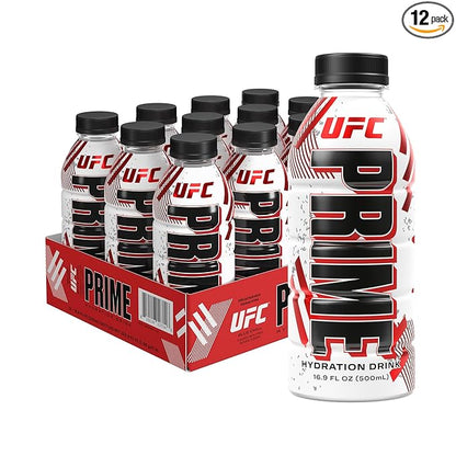PRIME Hydration UFC, Sports Drinks, Electrolyte Enhanced for Ultimate Hydration, 250mg BCAAs, B Vitamins, Antioxidants, Low Sugar, 16.9 Fl Oz, 12 Pack