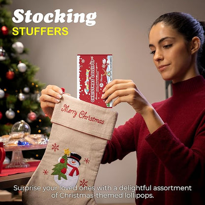 4E's Novelty 24 Pack Christmas Lollipops Santa, Snowman, Reindeer, Tree, Christmas Lollipops Individually Wrapped Bulk, Candy Suckers, Stocking Stuffer Candy for Kids & Adults