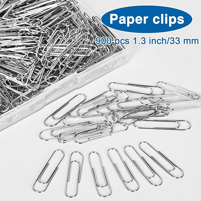 900 Pcs Medium Paper Clips,Paperclips Medium Size (1.3 inch),Smooth Paper Clip for Paperwork,School and Office Supplies.