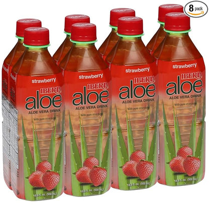 Iberia Aloe Vera Juice Drink, Strawberry,16.9 Fl Oz (Pack of 8)