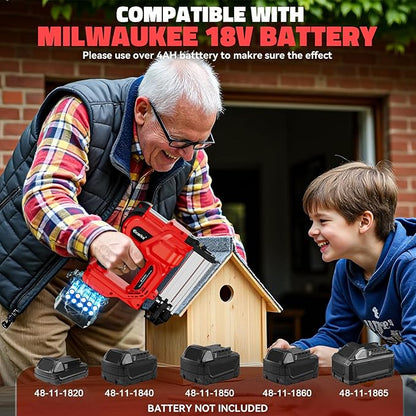 Ecarke 2" Electric Nail Gun Compatible with Milwaukee 18V Battery(No Battery),2 in 1 Cordless Brad Nailer Stapler with 1000 Nails,18 Gauge Nail Gun Battery Powered,2 Firing Modes for Trim Wood DIY
