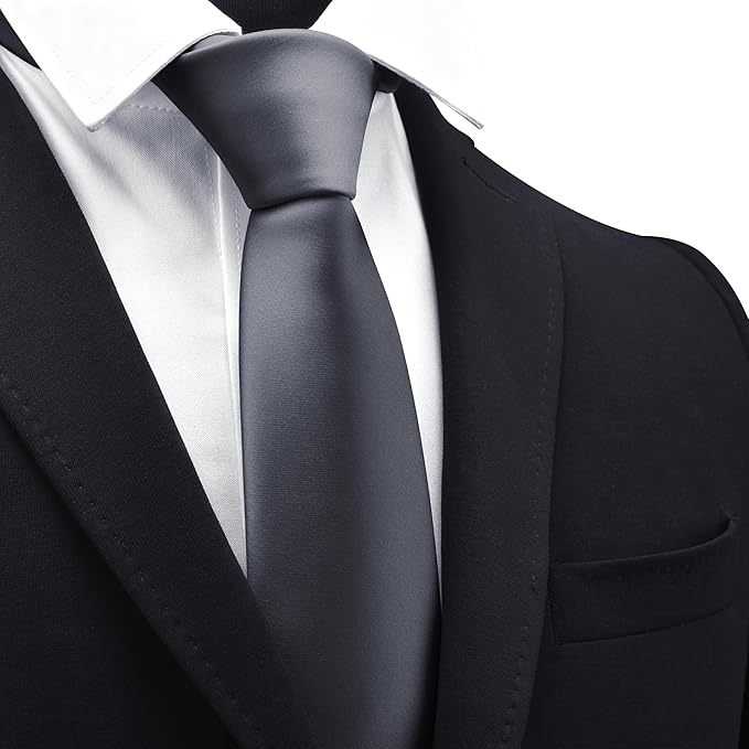 Branduce 3.15"（8cm） Mens Solid Satin Tie Pure Color Necktie for Business and Wedding + Gift Box