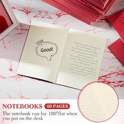 Mimorou 100 Pcs Kraft Notebook Journals 5.5 Inch x 8.3 Inch A5 Softcover Notebooks Bulk for Writing Sketch Office Notepad with 60 Pages 30 Sheets (Multicolor,Lined) (Red,Lined)