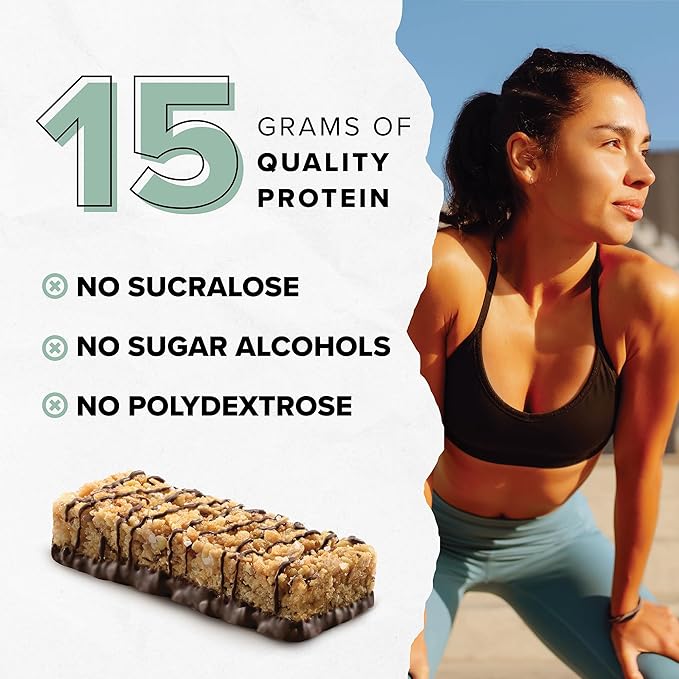 Ready® Protein Bars – High-Protein Snack with 15g Whey Protein, With Flaxseeds and Omega-3s for Sustained Energy, Supports Lean Muscle and Recovery, No Artificial Sweeteners – Dark Chocolate Sea Salt, 12-Pack