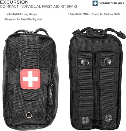 EPG Field First Aid Kit (IFAK) | 44 Piece | Compact Personal First Aid Kit | Backpacking, Camping, Emergency, Travel, Tactical, Go Bag, Bug Out Bag, 72 Hour Kit, Essentials, EDC, Survival IFAK (Black)