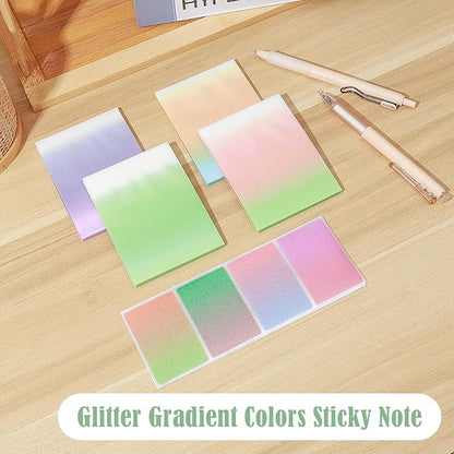 BAYTORY 300 Sheets Transparent Glitter Sticky Note, 3 × 4 Clear Memo Pads, Self-Stick Index Tabs, Waterproof See Through Self-Adhesive Sticky Notes, for Office School Supplies (100mm)