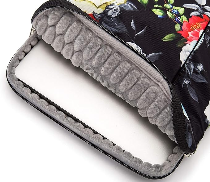 Kinmac 360 Degree Full Body Protective Padded Laptop Sleeve Case with Handle for MacBook 14 inch, Surface 14.4 inch Laptop and 14 inch Laptop - Colorful Rose
