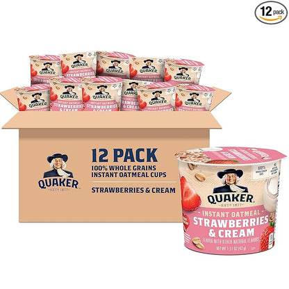 Quaker Express Cups, Strawberry & Cream, 12 Count