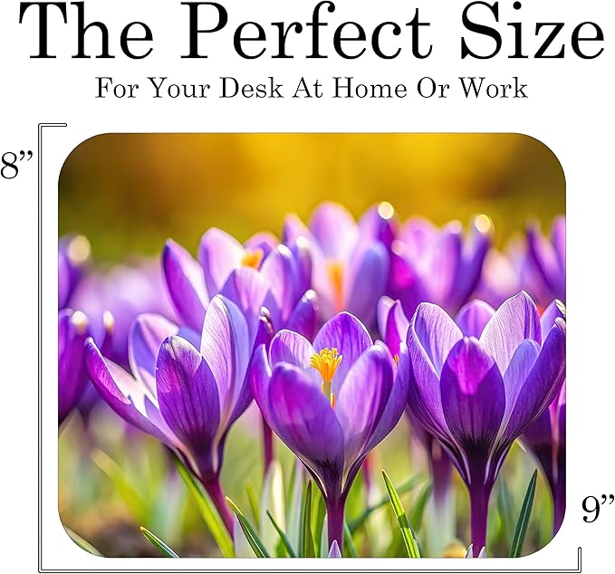 Floral Pattern Flower Mouse Pad Mat Mousepad for Desk Computer Laptop PC Gaming Home or Office Gift for Her Flowers (Purple Tulips MP101)