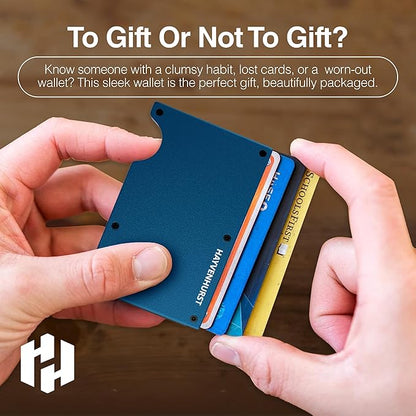 Hayvenhurst Wallet For Men - Reinvented Design Men's Wallet - Slim, Minimalistic & Seamless, Blocks RFID Scanners with a Cash Strap (Navy)