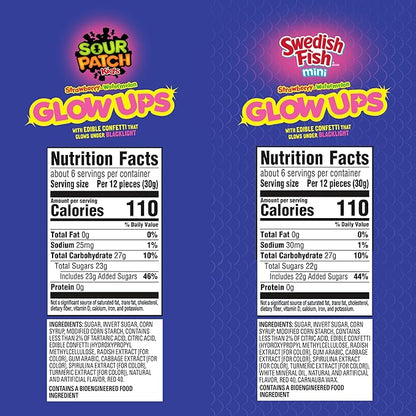 SOUR PATCH KIDS and SWEDISH FISH Mini Glow Ups Strawberry-Watermelon Soft & Chewy Candy Variety Pack, Bulk Candy, 4-6.7 oz Bags