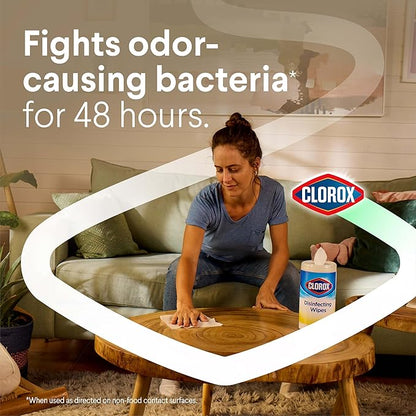 Clorox Disinfecting Wipes, Bleach Free Cleaning, Crisp Lemon, 75 Count (Pack May Vary)