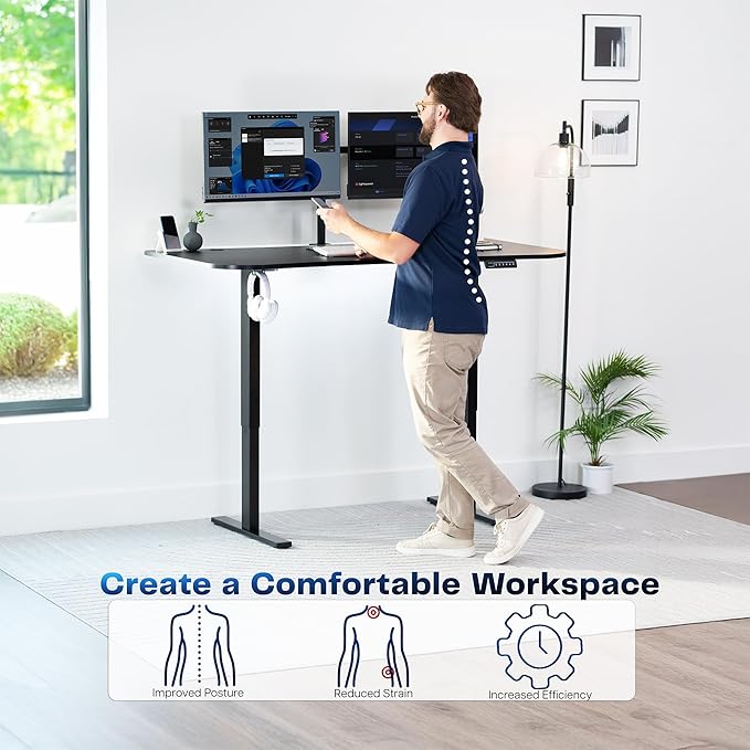 VIVO Electric 63 x 32 in Standing Desk, Memory Height Adjustment, 1B Series, Black Top Black Frame, DESK-KIT-1B1B