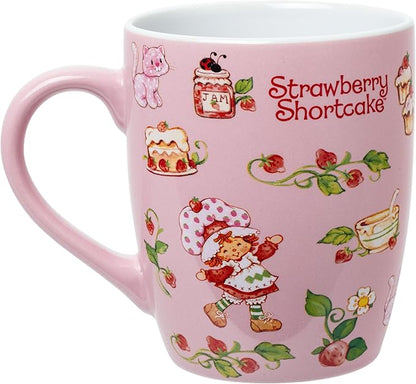 Silver Buffalo Strawberry Shortcake Berry Vines Toss Print 25oz Jumbo Curved Ceramic Mug