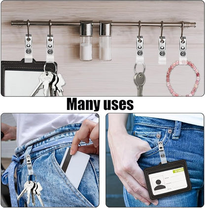 500 Pcs Metal Badge Clips with Clear PVC Straps Double Hole ID Badge Clips for ID Cards and Badge Holders Name Tags Work Office Supplies