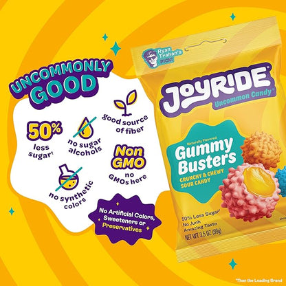 JOYRIDE Gummy Busters - 3.5 oz 6-Pack Bundle with 2.5oz Glacial Peppermint Gum, Low Sugar, Low Calorie Snacks, Dye Free Candy (7 Items)