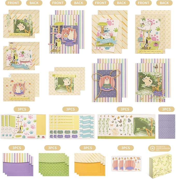 DIY Best Friend Card Kit 9 Sets- Minimalist Blank Greeting Cards to Decorate Your Own Way - Includes Cards, Envelopes & Ideas for a Creative Friendship Gift