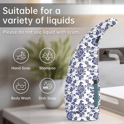 Adjustable Automatic Soap Dispenser Touchless, 4 Adjustable Levels Touchless Sensor Liquid Soap Pump Dispenser，300ml Rechargeable Magnetic Charging Hand Soap Dispenser for Kitchen，Bathroom
