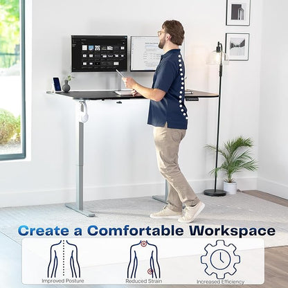VIVO Electric 63 x 32 in Standing Desk, Memory Height Adjustment, 1B Series, Black Top Gray Frame, DESK-KIT-1G1B