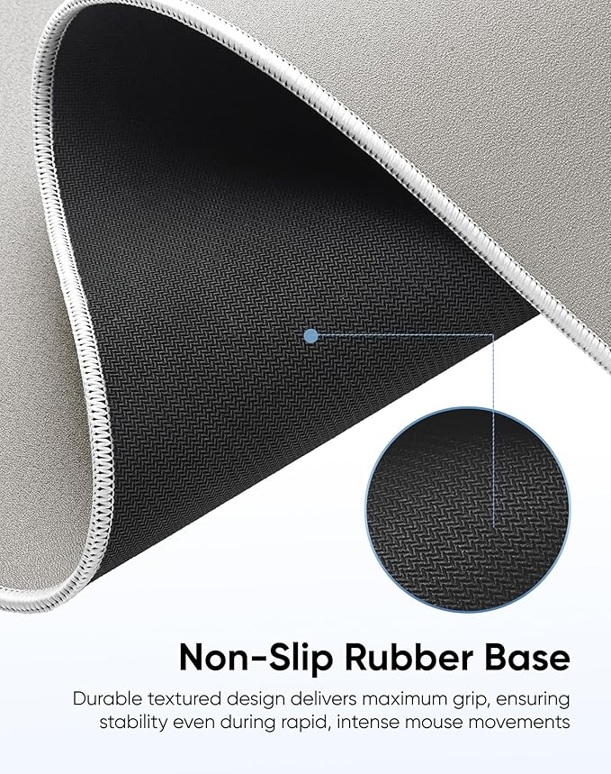 Waterproof Large Gaming Mouse Pad with Durable Stitched Edges, Non-Slip Rubber Base, Grainy Jacquard Mouse Mat Desk Pad for Home Office Gaming, 27.6"x11.8"x0.12", Matte Beige