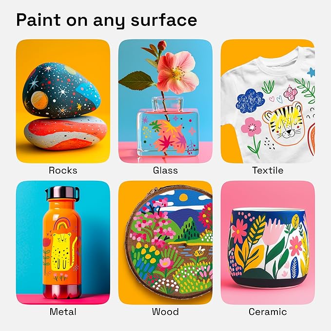 ARTISTRO 60 Acrylic Paint Markers for Rock, Fabric, Wood, Glass, Decoration - Dual-Tip Paint Pens for Coloring Books for Adults, Teens, Kids - Art and Craft Supplies Kit - Gift Idea