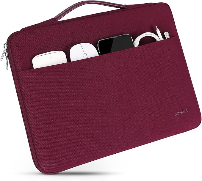 DOMISO 17 inch Laptop Sleeve Protective Case Cover Compatible with 17-17.3 inch HP Dell ASUS Lenovo Chromebook,Waterproof Computer Cases Bag with Handle,Wine