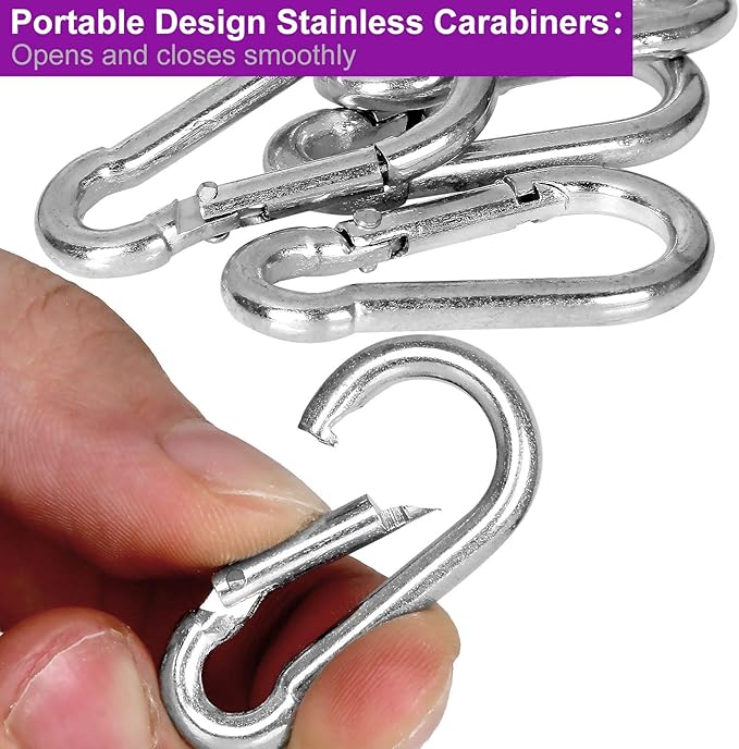 Acrux7 60 Pack Carabiner Clips M4 1.5 Inch Heavy Duty Spring Snap Hook Galvanized Steel Small Carabiner Clips Bulk for Keys Swing Camping Fishing Hiking Traveling