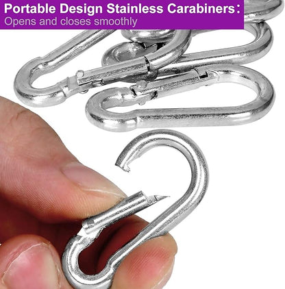 Acrux7 60 Pack Carabiner Clips M4 1.5 Inch Heavy Duty Spring Snap Hook Galvanized Steel Small Carabiner Clips Bulk for Keys Swing Camping Fishing Hiking Traveling