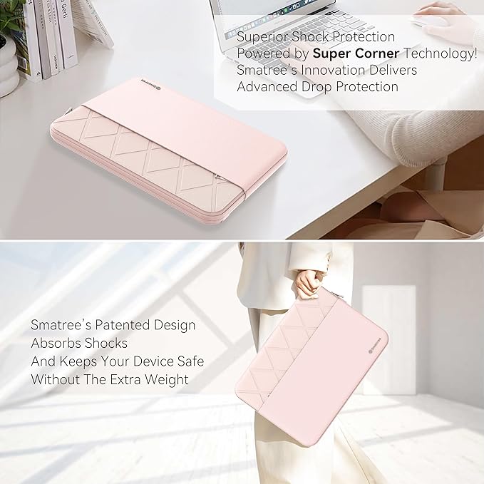 Smatree Laptop Sleeve for 13.3 inch Acer Spin 3 SP313-51N-50R3 2-in-1, for 11.6 inch Acer TravelMate B3 TMB311-32-C7GS, Protective Laptop Case with Accessory Pocket, YKK Zipper, Pink (E437P)