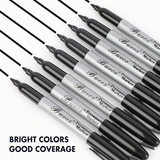 Permanent Markers, 200 Count Black Permanent Markers, Fine Point, Waterproof & Smear Proof Markers, Quick Drying, Office Supplies for School, Office, Home
