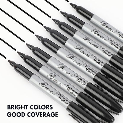 Permanent Markers, 200 Count Black Permanent Markers, Fine Point, Waterproof & Smear Proof Markers, Quick Drying, Office Supplies for School, Office, Home