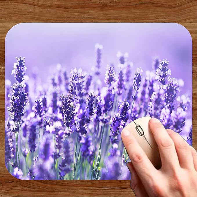Floral Pattern Flower Mouse Pad Mat Mousepad for Desk Computer Laptop PC Gaming Home or Office Gift for Her Flowers (Lavendar MP105)