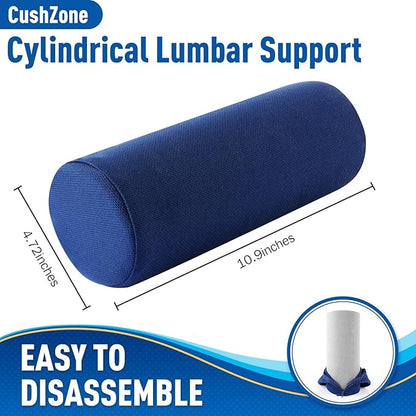Lumbar Roll Support Pillow for Office Chair, Car, Gaming Chair, Memory Foam Back Cushion with Washable Cover for Relieving Back Pain & Improving Posture,Blue