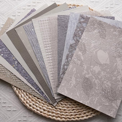 15Pcs Handmade Scrapbook Art Paper Craft Textured Paper Colorful A5 sheet Mesh Special Mix for Scrapbooking Junk Journal Journaling Supplies DIY Materials,5.8x8.2 inches (Grey)