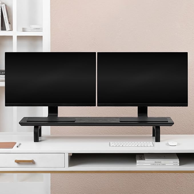 Anji Mountain Monitor Stand - Desktop Organizer & Laptop Riser, Ergonomic Monitor Riser, Space-Saving Monitor Stand for Desk, Durable Construction, Easy Assembly, Ideal for Home & Office,Black