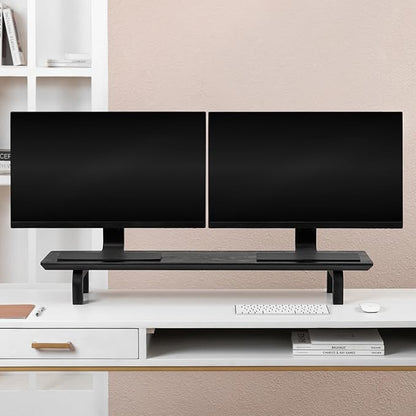 Anji Mountain Monitor Stand - Desktop Organizer & Laptop Riser, Ergonomic Monitor Riser, Space-Saving Monitor Stand for Desk, Durable Construction, Easy Assembly, Ideal for Home & Office,Black