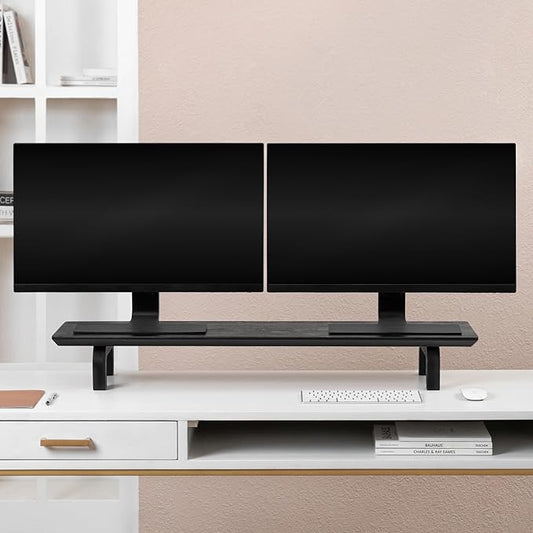 Anji Mountain Monitor Stand - Desktop Organizer & Laptop Riser, Ergonomic Monitor Riser, Space-Saving Monitor Stand for Desk, Durable Construction, Easy Assembly, Ideal for Home & Office,Black