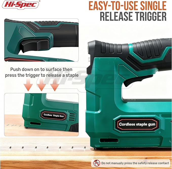 Hi-Spec 4V Cordless USB Staple Gun. Rechargeable Electric Compact Stapler & Brad Nailer Gun. Includes 2500pc Flat Crown Staples and Brad Nails Set for DIY, Crafts, Furniture and Carpentry