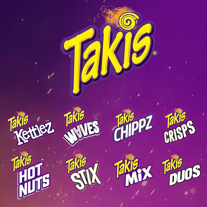 Takis Fuego 40 pc / 1 oz Multipack - Hot Chili Pepper & Lime Flavored Extreme Spicy Rolled Tortilla Chips - Individual Bags, Perfect for Tailgates, Parties, Lunchboxes or Lunches