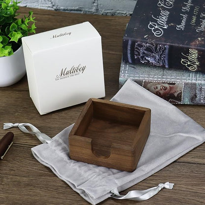 Buqoo North American Walnut Wood Sticky Note Holder, 4 x4 in Self Stick Note Pad Holder, Post It Note Dispenser Desk Organizer Suitable for Home, Corporate Executives Office Desk Accessories