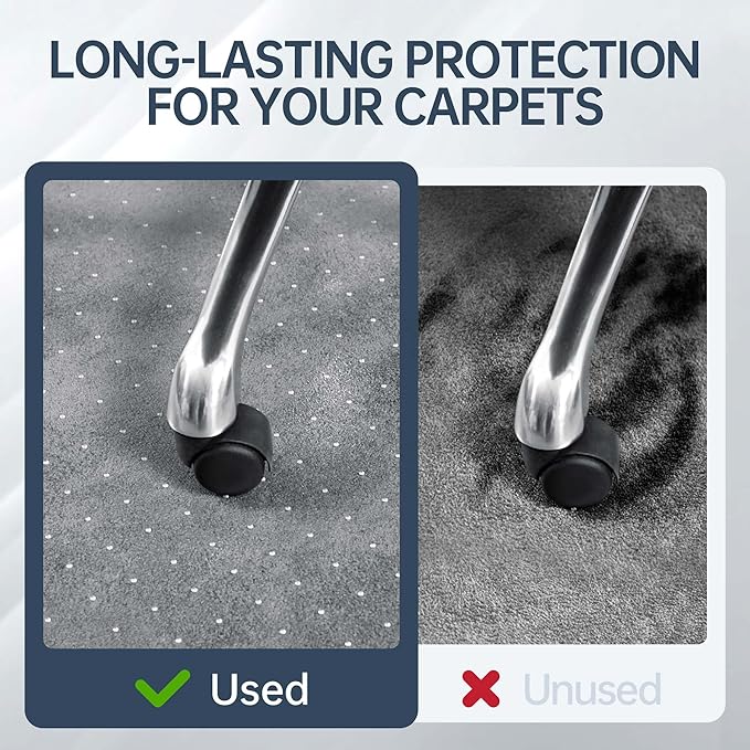 Office Chair Mat for Medium Pile Carpeted Floor, Ship Flat 48"x30" Heavy Duty Floor Protector for Desk, Plastic Rolling Clear Floor Mats, Smooth Glide, No Divot, Rectangular