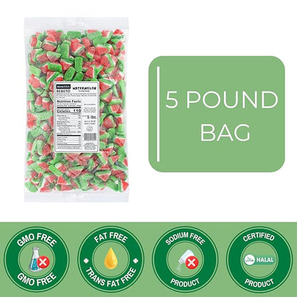 Kervan Candy Bebeto Watermelon Slices - Fruity, Soft, Sweet & Sour Gummy Candy Bulk for Kids, Gift Snacks and Parties - Watermelon Slice Gummies Big Party Size Bag (5 lbs)