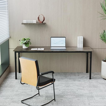 78.7 Inches Extra Long Desk,6.5ft Office Table with Flexible Configuration,Large Computer Table with Adjustable Footpads,Stable Structure,Standing Desk for 2 Person (Grey)
