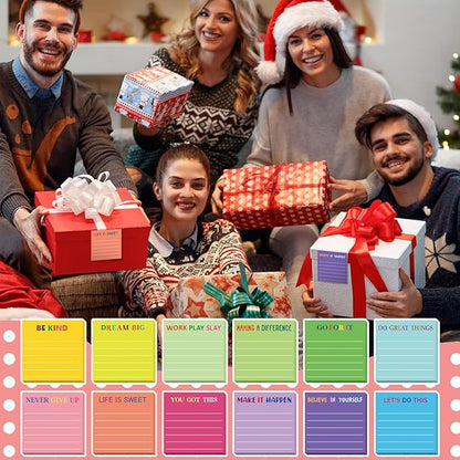 Yinder 24 Pcs Inspirational Sticky Notes Christmas Stocking Stuffers Motivational Sticky Notes Pad Employee Appreciation Gift Bulk for Teacher Nurse Coworker Office 3 x 3'' (Motivational,Dark Color)