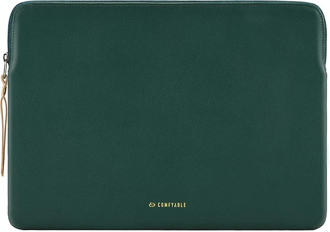 Comfyable Slim Protective Laptop Sleeve 14 Inch Snugly Compatible with MacBook Pro 14-inch M4 M3 M2 M1 Pro/Max 2024, PU Leather Bag Waterproof Cover Notebook Computer Case for Mac, Green