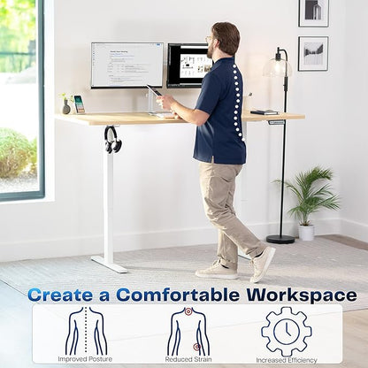 VIVO Electric 71 x 36 in Standing Desk, Memory Height Adjustment, 1B Series, Light Wood Top White Frame, DESK-KIT-1W7C-36